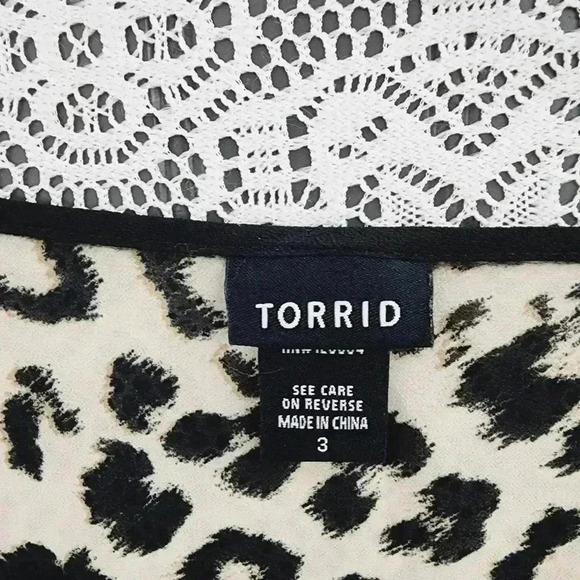 Torrid Women's 3X Blouse Leopard Crew neck Keyhole Wrap Long sleeve Chiffon - Picture 7 of 9